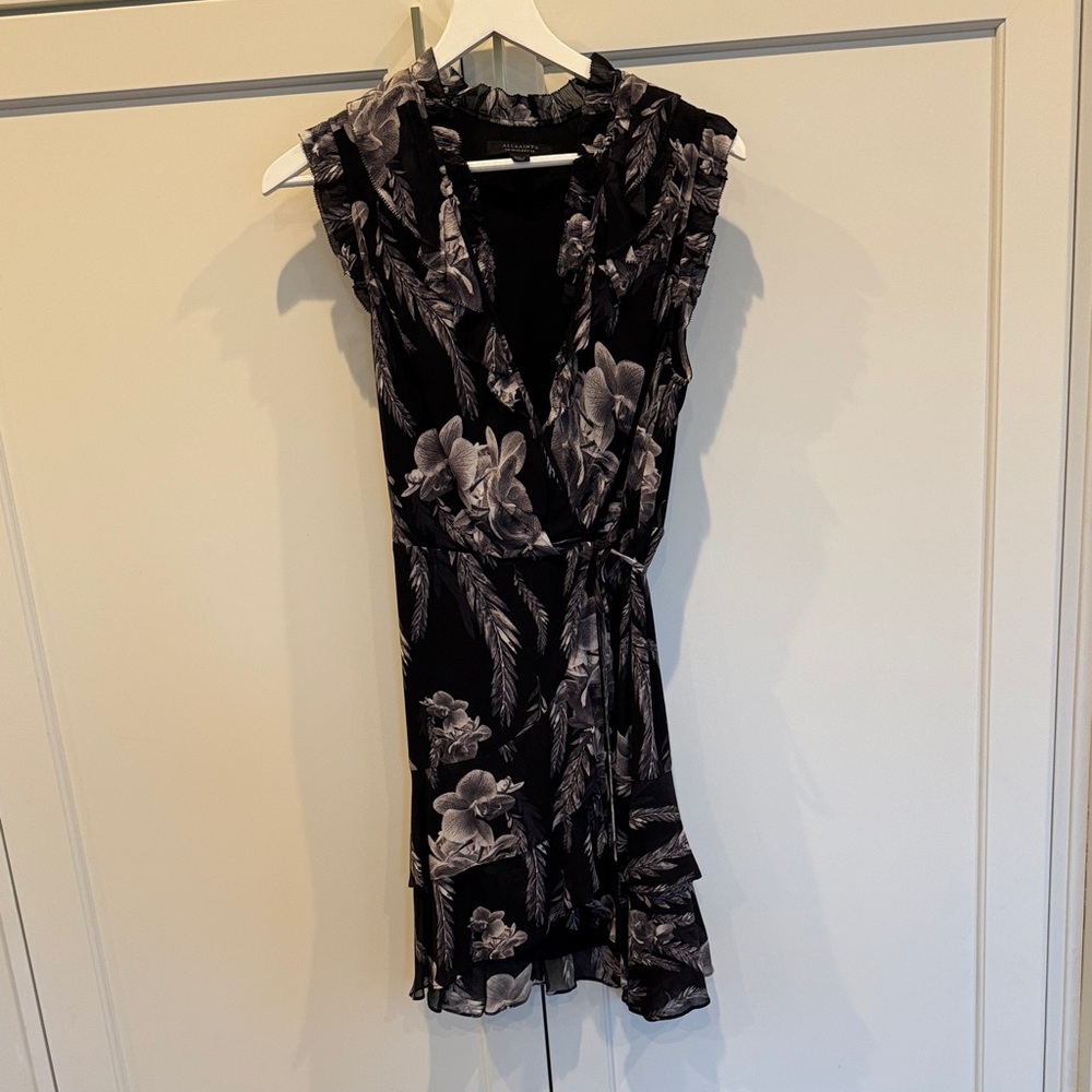 ALLSAINTS Black and Cream Floral dress  Size 6